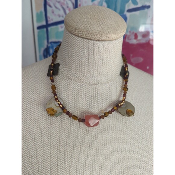 Lucky Brand Vintage Mixed Metal Beaded Statement Collar Necklace - Picture 3 of 4